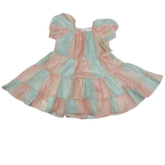 NWT Isobella & Chloe 4T Pink Shimmer Tiered Dress - Picture 1 of 5